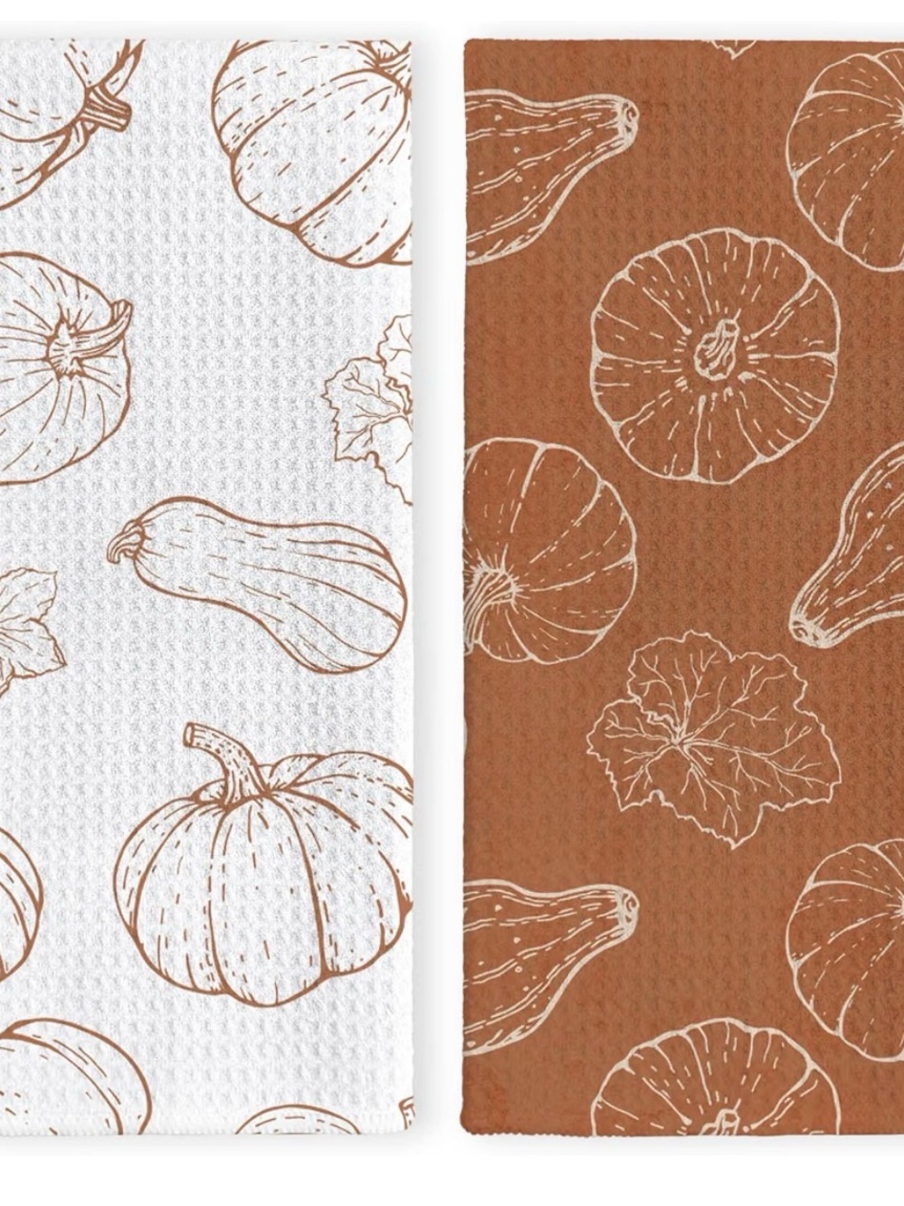 Autumn Harvest Pumpkin Print kitchen towel set